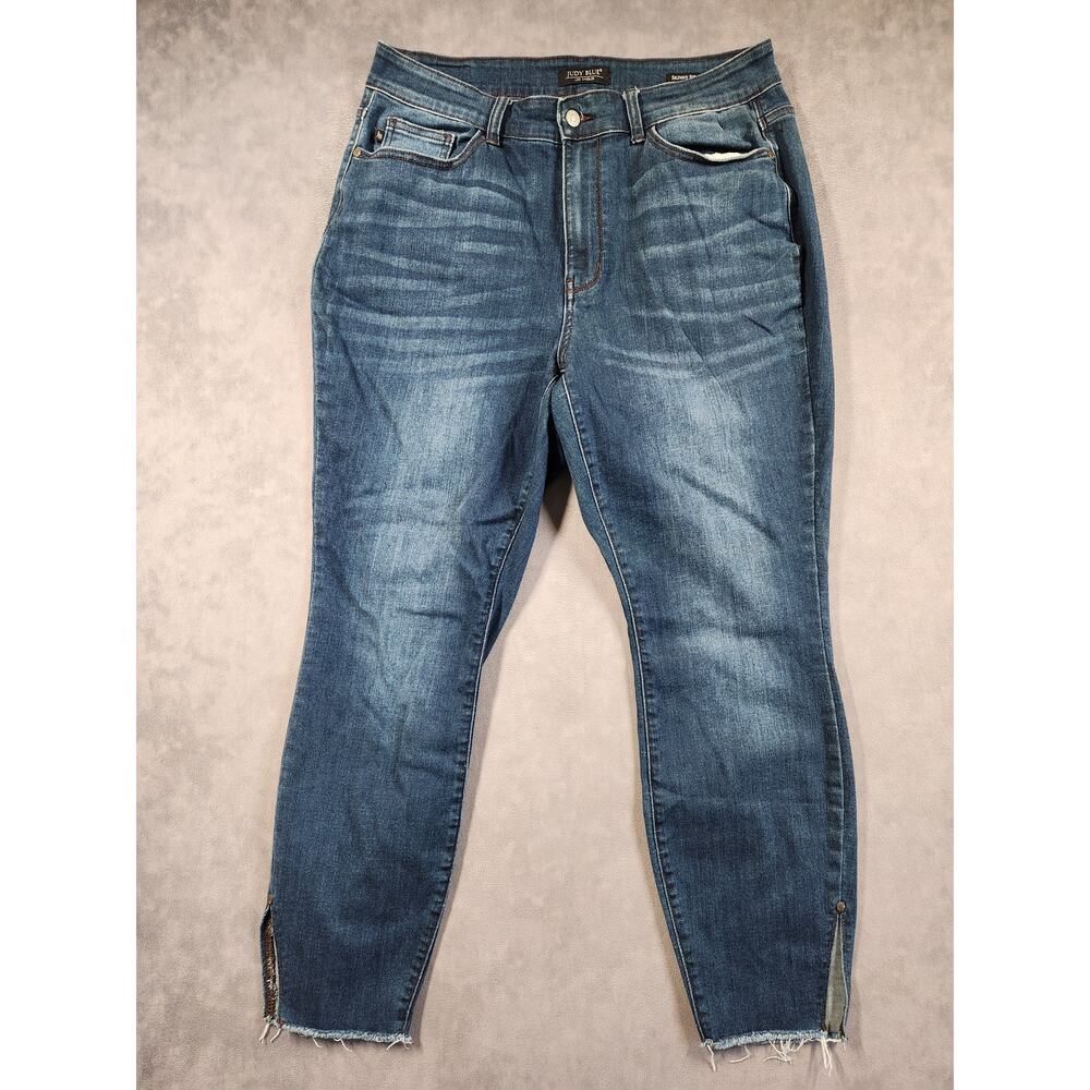 Judy Blue Skinny Fit Ankle Jeans Womens Size 14W Plus Stretch Denim Slit